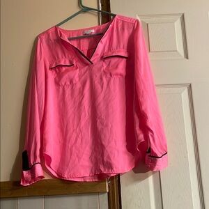 Women's Pink Blouse with Black Accents